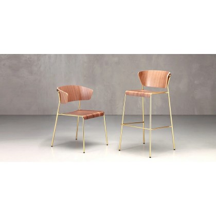 Барный стул Lisa Wood 2854 Satin Brass Walnut