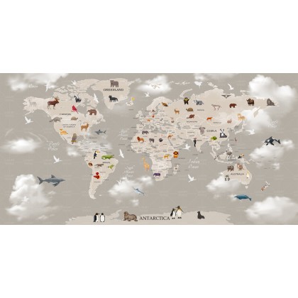 Бесшовные детские фотообои Cloud map