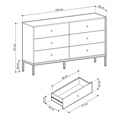 Комод Perfect Home Моно/Mono с 6 ящиками и золотыми ножками MKS154 Беж песочный