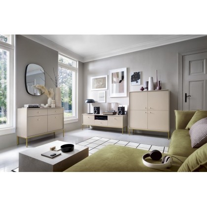 Стіл журнальний Perfect Home Моно / Mono з 2 шухлядами та золотими ніжками ML104 Беж пісочний