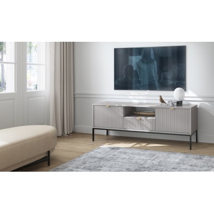 Тумба под телевизор Perfect Home Нова/Nova 2-дверная с 1 ящиком и черными ножками RTV154 Серый