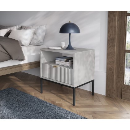Тумба прикроватная Perfect Home Нова/Nova с 1 ящиком и черными ножками S54 Серый