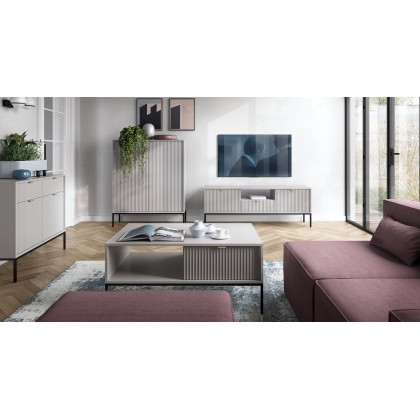 Комод Perfect Home Нова / Nova 3-дверний з 3 шухлядами і чорними ніжками KSZ154 Сірий