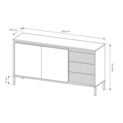 Комод Perfect Home Сенсо / Senso 2-дверний з 3 шухлядами 2D3S/153 Чорний
