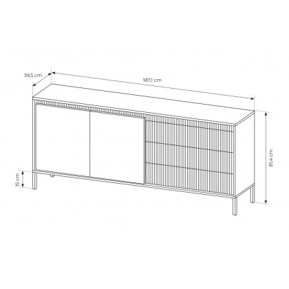 Комод Perfect Home Сенсо/Senso 2-дверный с 3 ящиками 2D3S/187 Беж