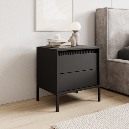 Тумба приліжкова Perfect Home Сенсо / Senso 2S/53 з 2 шухлядами Чорний