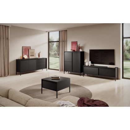 Комод высокий Perfect Home Сенсо / Senso 3-дверный 3D Черный