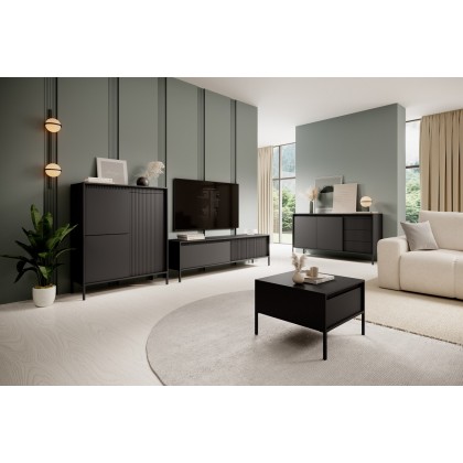 Комод высокий Perfect Home Сенсо / Senso 3-дверный 3D Черный