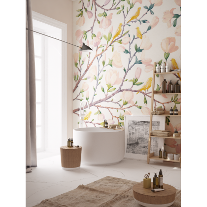 Дизайнерские обои " Магнолии" / wallpaper bathroom