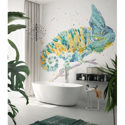 Дизайнерские обои "Акварельный хамелеон" / wallpaper bathroom