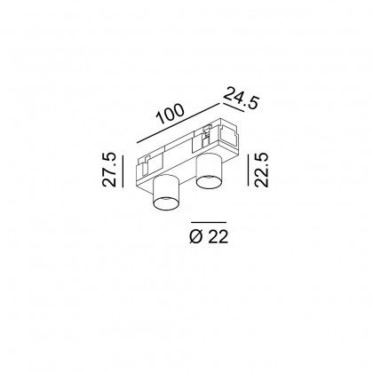 Светильник прожекторный IN_LINE TUB XS A 22 X2, D22, H23mm, LED 4W, 3000К, латунь (06.2221.4.930.BR)